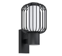 Eglo Ravello Applique Murale d'Extérieur 1 Ampoule Moderne en Acier Galvanisé Noir et Plastique Blanc, Lampe d'Extérieur avec Douille E27, Ip44
