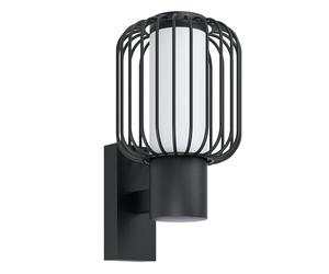Eglo Ravello Applique Murale d'Extérieur 1 Ampoule Moderne en Acier Galvanisé Noir et Plastique Blanc, Lampe d'Extérieur avec Douille E27, Ip44