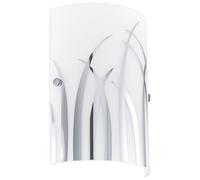 EGLO Rivato Applique murale d'intérieur en acier blanc, chromé, verre avec décor blanc, douille E14 chromée