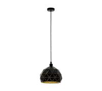 Eglo Roccafort Suspension 1 Ampoule en Acier Noir Or Culot E27 Ø 40 cm