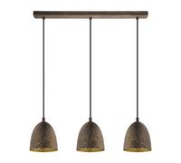 Eglo Safi Lampe Suspension Vintage à 3 Ampoules Au Design Industriel Rétro en Acier Marron/Doré Culot E27