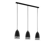 Eglo Savignano Suspension 3 Ampoules, Ø 16 cm, Acier, 60 W, Noir, Blanc