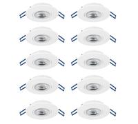 Eglo Set de 10 spots LED encastrables Cedrez Ø 9 cm, extra plats, avec interrupteur DIP, plastique blanc, blanc chaud, neutre, froid