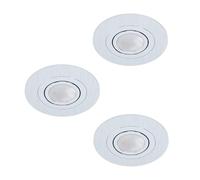 Eglo Set de 3 spots encastrables Areitio, ensemble de spots en aluminium brossé, 3 lampes encastrées avec douille GU10, ampoules LED incluses, spot plat orientable, Ø 11 cm