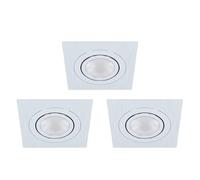 Eglo Set de 3 spots encastrables Areitio, ensemble de spots en aluminium brossé, 3 luminaires encastrés avec douille GU10, ampoules LED incluses, spot plat orientable, L x l 9,5 cm