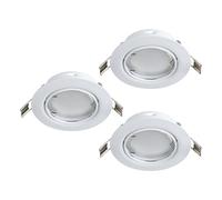 Eglo Set de 3 spots encastrables Peneto, ensemble de spots en acier blanc | 3 lampes encastrées avec douille GU10, ampoules LED incluses, spot plat orientable, Ø 8,7 cm