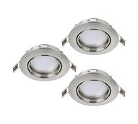 Eglo Set de 3 spots encastrables Peneto, ensemble en acier nickel mat, 3 luminaires encastrés avec douille GU10, ampoules LED incluses, spot plat orientable, Ø 8,7 cm