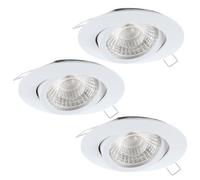 Eglo Set de 3 spots encastrables Tedo 1 en aluminium blanc, 3 luminaires