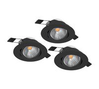 Eglo Set de 3 spots encastrés Saliceto, dimmables, ronds en aluminium noir