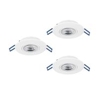 Eglo Set de 3 spots LED encastrables Cedrez Ø 9 cm, extra-plats, avec interrupteur DIP, plastique blanc, lumière chaude, neutre, froide