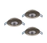 Eglo Set de 3 spots LED encastrables Cedrez, Ø 9 cm, ultra-plats, avec Dip Switch, plastique argenté, blanc chaud, neutre, froid