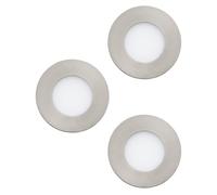 Eglo Set de 3 spots LED encastrables Fueva 1, Ø 8,5 cm, spots en métal et | plastique, 3 spots LED encastrables nickel mat, blanc, spots LED plats, blanc chaud