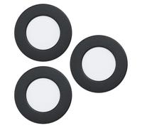 Eglo Set de 3 spots LED encastrables Fueva 5, Ø 8,6 cm, acier et plastique, 3 spots noirs et blancs plats, faible profondeur 26 mm, lumière blanc chaud