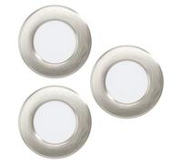 Eglo Set de 3 spots LED encastrables Fueva 5, Ø 8,6 cm, acier et plastique | nickel mat, blanc, plat, faible profondeur 26 mm, lumière blanc chaud