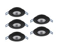 Eglo Set de 5 spots LED encastrables Cedrez Ø 9 cm, extra-plats, avec Dip Switch, plastique noir, blanc chaud, neutre, froid