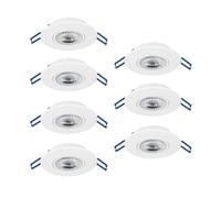 Eglo Set de 7 spots LED encastrables Cedrez, Ø 9 cm, extra plats, avec dip switch, plastique blanc, lumière chaude, neutre, froide