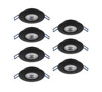 Eglo Set de 7 spots LED encastrables Cedrez, Ø 9 cm, extra plats, avec Dip Switch, plastique noir, blanc chaud, neutre, froid