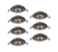 Eglo Set de 7 spots LED encastrables Cedrez, Ø 9 cm, extra plats, avec interrupteur DIP, plastique argenté, blanc chaud, neutre, froid