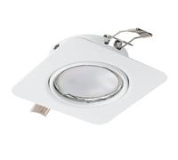 Eglo Spot encastrable Peneto, projecteur en acier blanc, luminaire encastré avec douille GU10, ampoule LED incluse, spot encastré plat, orientable, L x l 8,7 cm