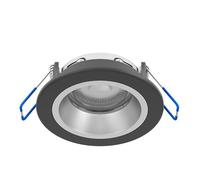 Eglo spot encastrable Yebra, Ø 8,7 cm, plafond salle de bain dimmable, plastique noir, anneau déco argent/or, blanc chaud-froid, IP44