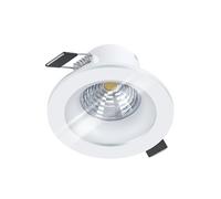 Eglo Spot LED encastrable Salabate, dimmable, plafond plat, aluminium blanc, blanc chaud, 6 W, 380 lm, 3000 K, Ø 8,8 cm