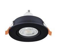Eglo Spot LED encastré Barranco, lampe de plafond à encastrer, luminaire encastrable rond, plastique noir, blanc chaud, ampoule GU10 incluse