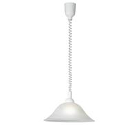 Eglo Suspension Albany, lampe suspendue avec câble en spirale, hauteur réglable, lampe de salon suspendue en verre albâtre, plastique, blanc, lampe de table à manger E27