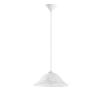 Eglo Suspension Albany, lampe suspendue classique à 1 flamme, suspension en plastique et verre albâtre blanc, lampe de table à manger, lampe de cuisine avec douille E27