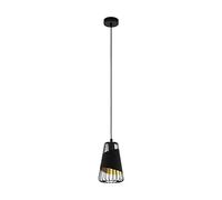 Eglo Suspension Austell, lampe suspendue 1 flamme style industriel vintage, suspension en acier et textile noir et or, lampe de table à manger, lampe de salon suspendue avec douille E27, Ø 16,5 cm