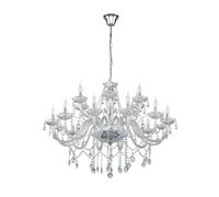 Eglo Suspension Basilano 1, lustre vintage à 18 flammes, style Shabby Chic, lampe suspendue en acier et verre chromé transparent, lampe de salle à manger, suspension pour salon avec douille E14