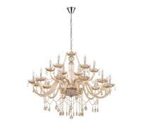 Eglo Suspension Basilano, lustre vintage à 18 flammes, style Shabby Chic, lampe suspendue en acier et verre chromé, couleur cognac, lampe de salle à manger, suspension pour salon avec douille E14