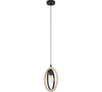 Eglo Suspension Basildon, lampe suspendue vintage 1 flamme, style industriel rétro, suspension en acier et bois noir naturel, lampe de table à manger, lampe de salon suspendue avec douille E27