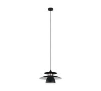 Eglo Suspension Brenda, lampe suspendue 1 flamme, matériau : acier, couleur : nickel mat, noir, douille : E27, Ø : 32 cm