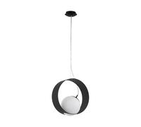 Eglo Suspension Camargo, lampe suspendue 1 flamme, élégante, suspension en acier et verre noir et blanc, lampe de table à manger, lampe de salon suspendue avec douille E27