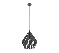 Eglo Suspension Carlton 1, suspension vintage 1 flamme, lampe suspendue rétro en acier, couleur : noir, argent, douille : E27, Ø 38,5 cm