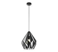 Eglo Suspension Carlton 1, suspension vintage à 1 lampe, lampe suspendue rétro en acier, couleur : noir, argent, douille : E27, Ø 31 cm