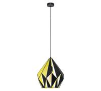 Eglo Suspension Carlton 1, suspension vintage à une lampe, lampe suspendue rétro en acier, couleur : noir, jaune, douille : E27, Ø 31 cm