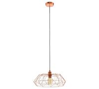 Eglo Suspension Carlton 2, lampe suspendue vintage 1 flamme, luminaire rétro en acier, couleur cuivre, douille E27