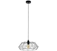 Eglo Suspension Carlton 2, suspension vintage 1 flamme, lampe suspendue rétro en acier, couleur : noir, douille : E27