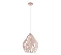 Eglo Suspension Carlton-P, lampe suspendue vintage 1 flamme, luminaire rétro en acier, couleur : abricot pastel, douille : E27, Ø 31 cm