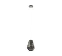 Eglo Suspension Chiavica - 1 Ampoule - Style Industriel - Vintage - Moderne - en Acier - Nickel Noir - Pour Salle à Manger - avec Douille E27 - Diamètre : 20,5 cm