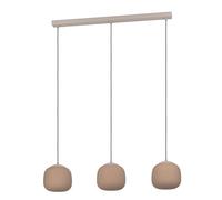 Eglo Suspension Cominio, lampe à 3 flammes au-dessus de la table manger, luminaire pour salle manger en verre satiné couleur sable et métal taupe, pendant avec douille E27, 88,5 cm