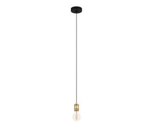 Eglo Suspension douille Yorth, lustre minimaliste pour chambre, salon et salle à manger, lampe de plafond suspendue en métal doré et noir, E27