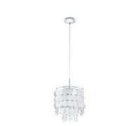 Eglo Suspension Fedra, lampe suspendue 1 flamme, luminaire suspendu en métal chromé, cristal clair, nacre, lampe pour table à manger, lampe de salon suspendue avec douille E27, Ø 25 cm