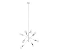 Eglo Suspension Gradoli, lampe suspendue 8 flammes, suspension en métal blanc et chrome, lampe de salle à manger, lampe de salon suspendue avec douille E27, Ø 71 cm