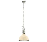 EGLO Suspension Grantham, lampe suspendue pour table à manger, acier beige | et chrome, douille E27