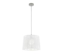 Eglo Suspension Hambleton, lampe suspendue vintage 1 flamme, luminaire rétro en acier blanc nickel mat, lampe de salle à manger, lampe de salon suspendue avec douille E27