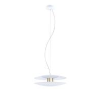 Eglo Suspension Led Trappeto, 2 Ampoules à Intensité Variable, Suspension Moderne, Minimalisme en Acier et Plastique, Lampe de Salle à Manger, Lampe de Salon à Suspendre, Blanc, Champagne