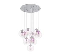 Eglo Suspension luminaire Ariscani 2, plafonnier suspendu à 10 lampes | irisées, lustre pourr cage d'escalier et galérie aux reflets multicolores, métal en chrome et verre, E27, Ø 64,5 cm