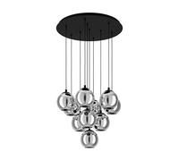 Eglo Suspension Ariscani 98654 – E27 10 sources lumineuses – Noir verre fumé Ø 65,5 cm